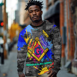 Prince Hall Freemasonry Long Sleeve Shirt Colorful Graffiti Paint Splatter On Urban Stone Wall