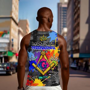 Prince Hall Freemasonry Men Tank Top Colorful Graffiti Paint Splatter On Urban Stone Wall