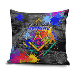 Prince Hall Freemasonry Pillow Cover Colorful Graffiti Paint Splatter On Urban Stone Wall