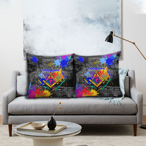 Prince Hall Freemasonry Pillow Cover Colorful Graffiti Paint Splatter On Urban Stone Wall