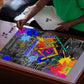 Prince Hall Freemasonry Puzzle Colorful Graffiti Paint Splatter On Urban Stone Wall