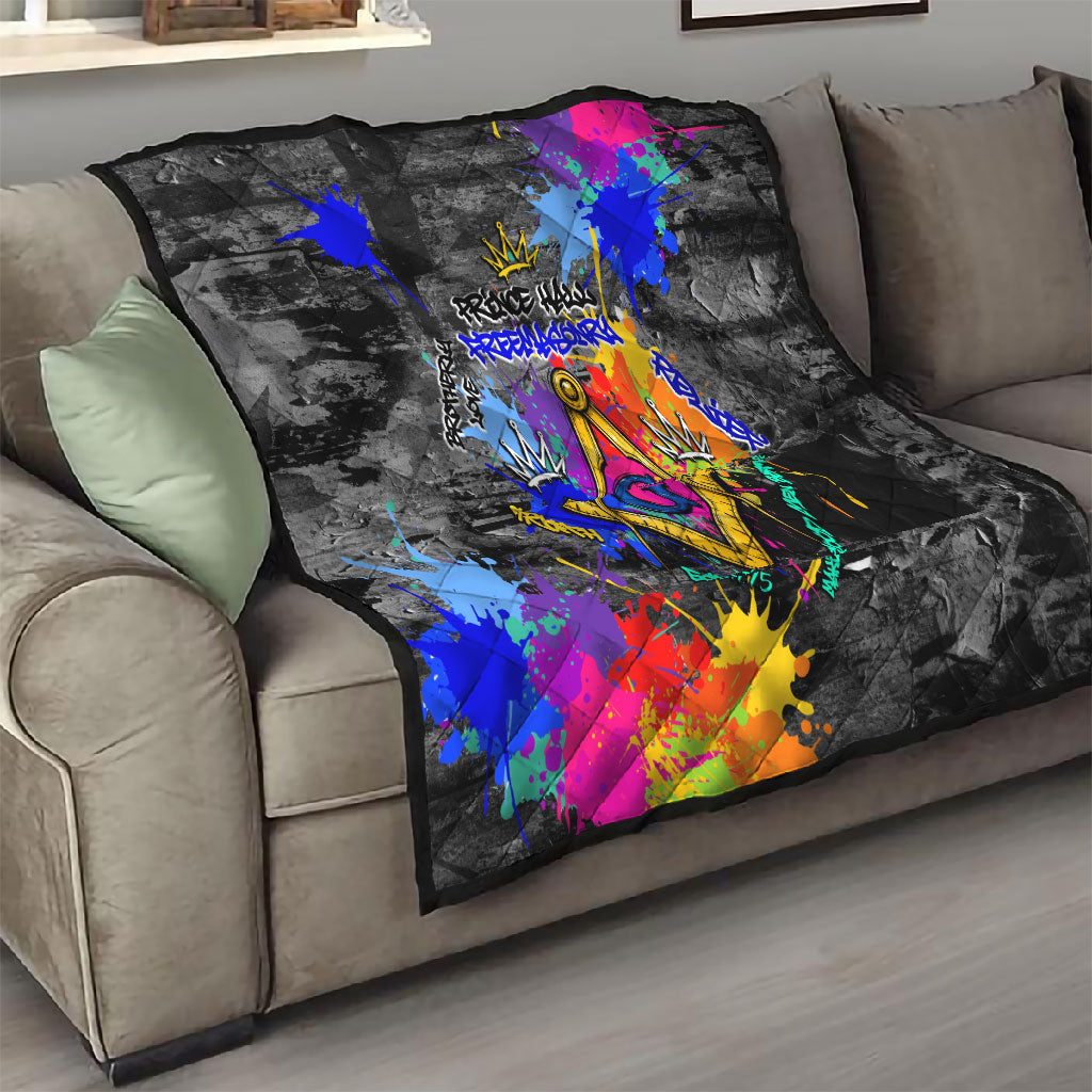 Prince Hall Freemasonry Quilt Colorful Graffiti Paint Splatter On Urban Stone Wall