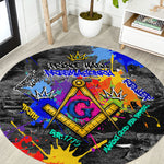 Prince Hall Freemasonry Round Carpet Colorful Graffiti Paint Splatter On Urban Stone Wall
