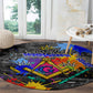 Prince Hall Freemasonry Round Carpet Colorful Graffiti Paint Splatter On Urban Stone Wall
