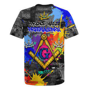 Prince Hall Freemasonry Rugby Jersey Colorful Graffiti Paint Splatter On Urban Stone Wall