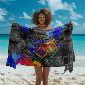Prince Hall Freemasonry Sarong Colorful Graffiti Paint Splatter On Urban Stone Wall