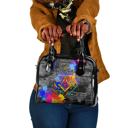 Prince Hall Freemasonry Shoulder Handbag Colorful Graffiti Paint Splatter On Urban Stone Wall