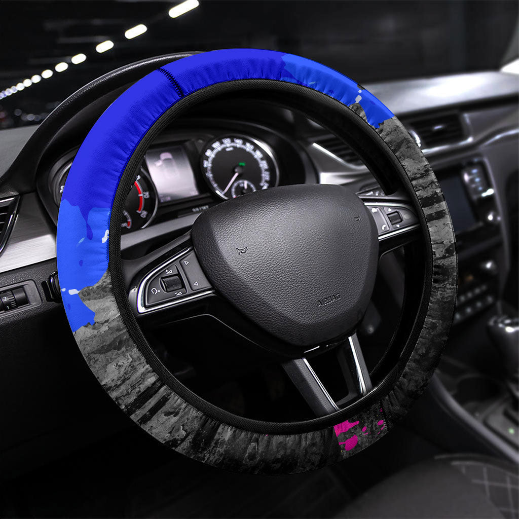 Prince Hall Freemasonry Steering Wheel Cover Colorful Graffiti Paint Splatter On Urban Stone Wall