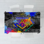 Prince Hall Freemasonry Tablecloth Colorful Graffiti Paint Splatter On Urban Stone Wall