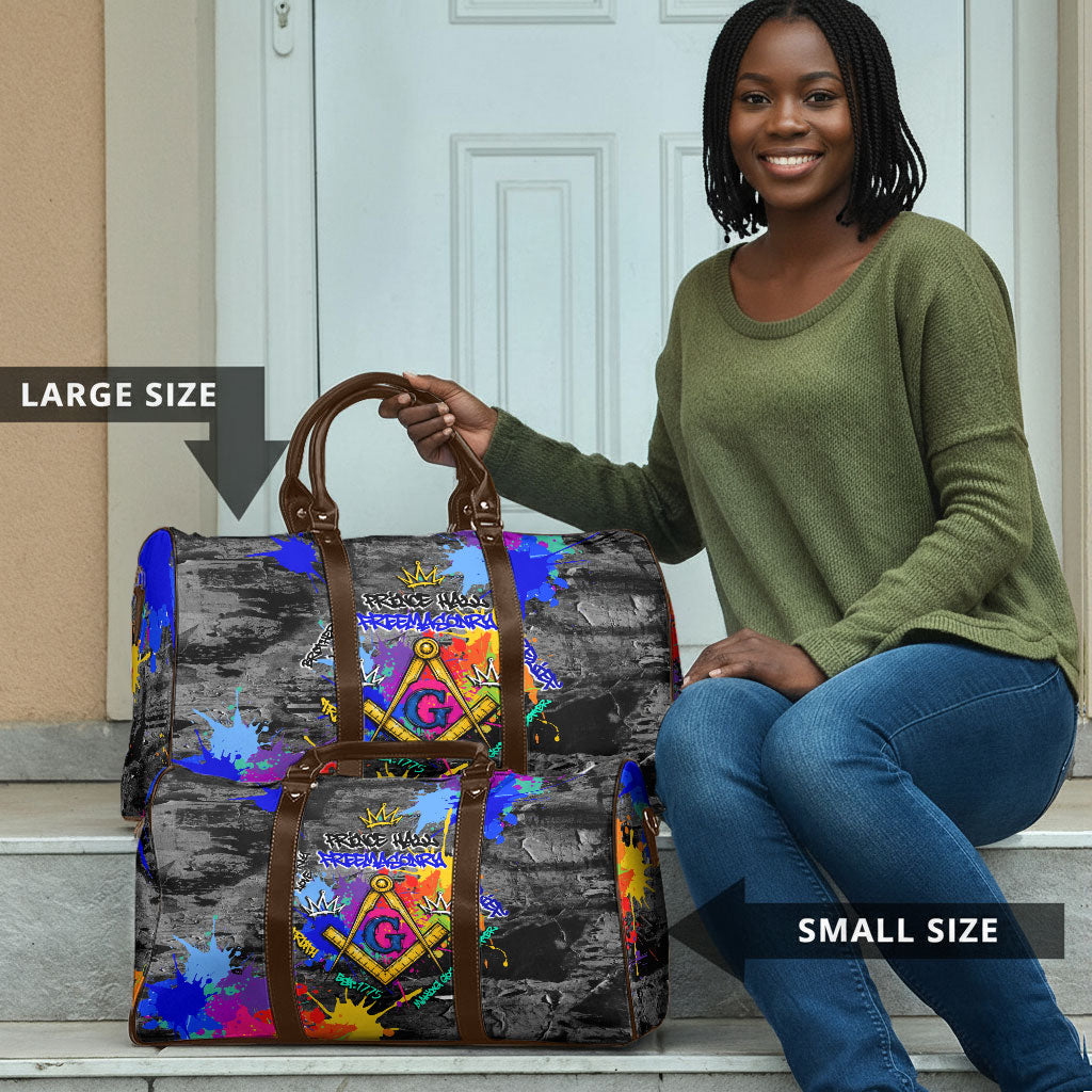 Prince Hall Freemasonry Travel Bag Colorful Graffiti Paint Splatter On Urban Stone Wall