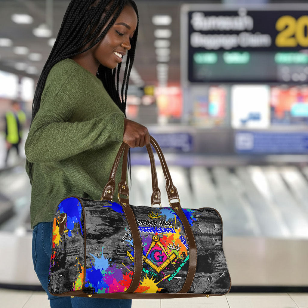 Prince Hall Freemasonry Travel Bag Colorful Graffiti Paint Splatter On Urban Stone Wall