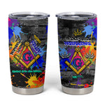 Prince Hall Freemasonry Tumbler Cup Colorful Graffiti Paint Splatter On Urban Stone Wall