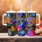 Prince Hall Freemasonry Tumbler With Handle Colorful Graffiti Paint Splatter On Urban Stone Wall
