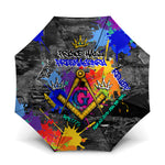 Prince Hall Freemasonry Umbrella Colorful Graffiti Paint Splatter On Urban Stone Wall