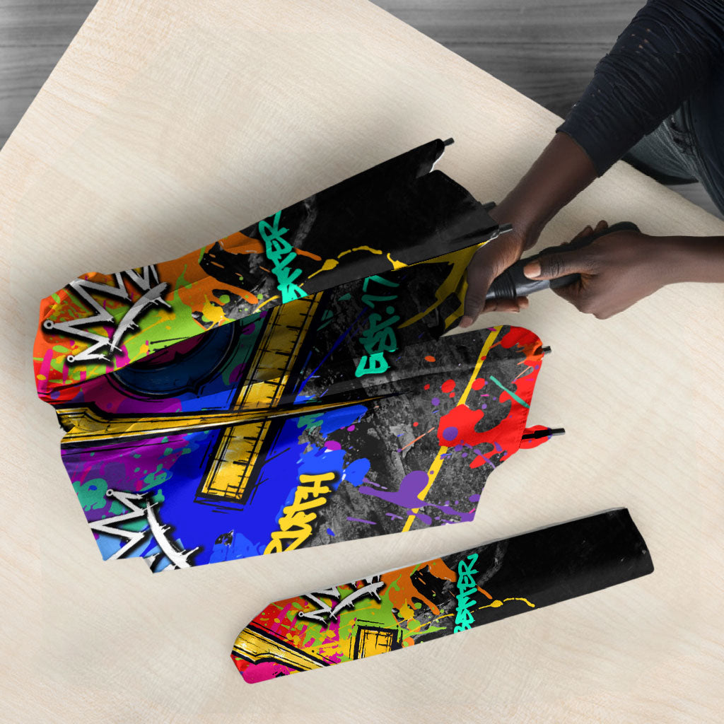 Prince Hall Freemasonry Umbrella Colorful Graffiti Paint Splatter On Urban Stone Wall