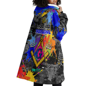 Prince Hall Freemasonry Wearable Blanket Hoodie Colorful Graffiti Paint Splatter On Urban Stone Wall