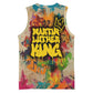 Martin Luther King Graffiti Afro Basketball Jersey Colorful Spray Paint Quotes and Crown TS04