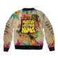 Martin Luther King Graffiti Afro Bomber Jacket Colorful Spray Paint Quotes and Crown - African Pride