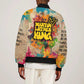 Martin Luther King Graffiti Afro Bomber Jacket Colorful Spray Paint Quotes and Crown - African Pride
