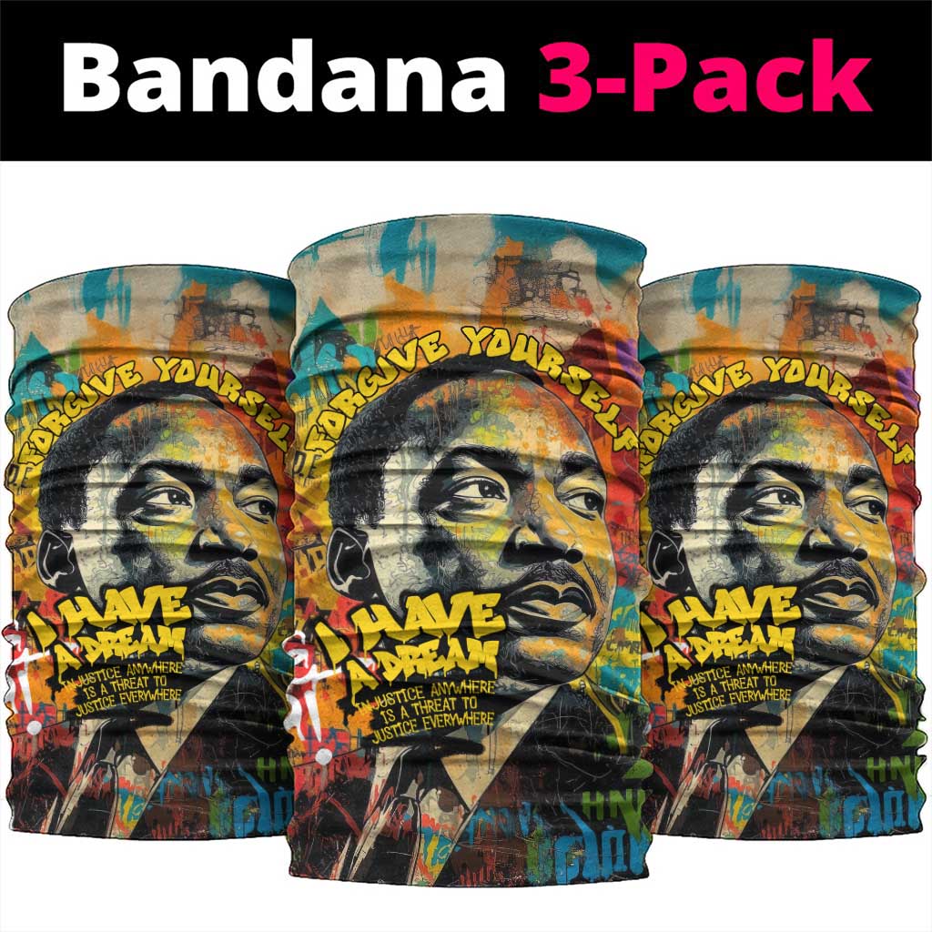 Martin Luther King Graffiti Afro Neck Gaiter Colorful Spray Paint Quotes and Crown TS04