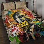 Martin Luther King Graffiti Afro Quilt Bed Set Colorful Spray Paint Quotes and Crown - African Pride