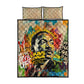 Martin Luther King Graffiti Afro Quilt Bed Set Colorful Spray Paint Quotes and Crown - African Pride
