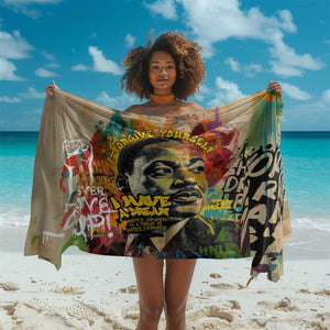 Martin Luther King Graffiti Afro Sarong Colorful Spray Paint Quotes and Crown - African Pride