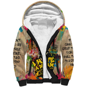 Martin Luther King Graffiti Afro Sherpa Hoodie Colorful Spray Paint Quotes and Crown - African Pride
