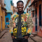 Martin Luther King Graffiti Afro Sleeve Zip Bomber Jacket Colorful Spray Paint Quotes and Crown - African Pride