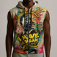 Martin Luther King Graffiti Afro Sleeveless Zip Hoodie Colorful Spray Paint Quotes and Crown - African Pride