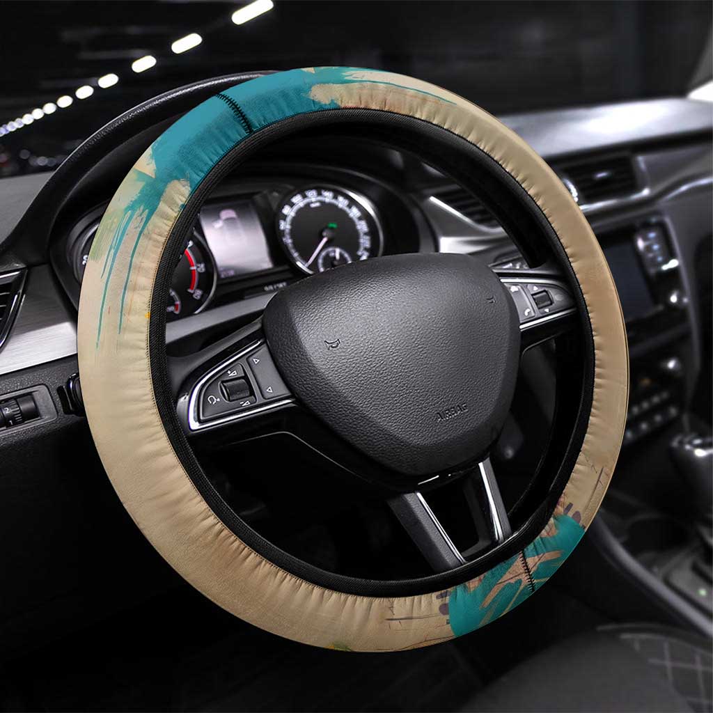 Martin Luther King Graffiti Afro Steering Wheel Cover Colorful Spray Paint Quotes and Crown - African Pride
