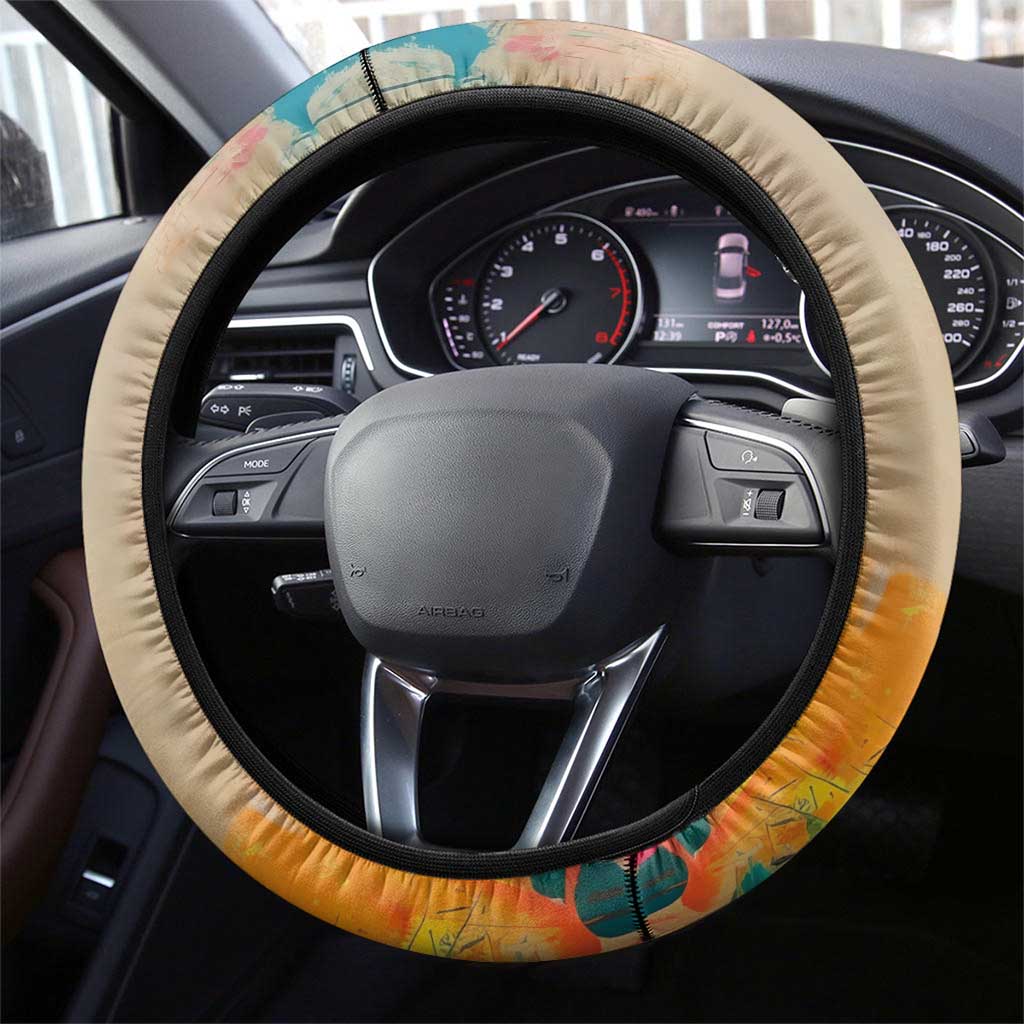 Martin Luther King Graffiti Afro Steering Wheel Cover Colorful Spray Paint Quotes and Crown - African Pride