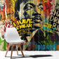 Martin Luther King Graffiti Afro Window Curtain Colorful Spray Paint Quotes and Crown - African Pride