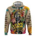 Martin Luther King Graffiti Afro Zip Hoodie Colorful Spray Paint Quotes and Crown - African Pride