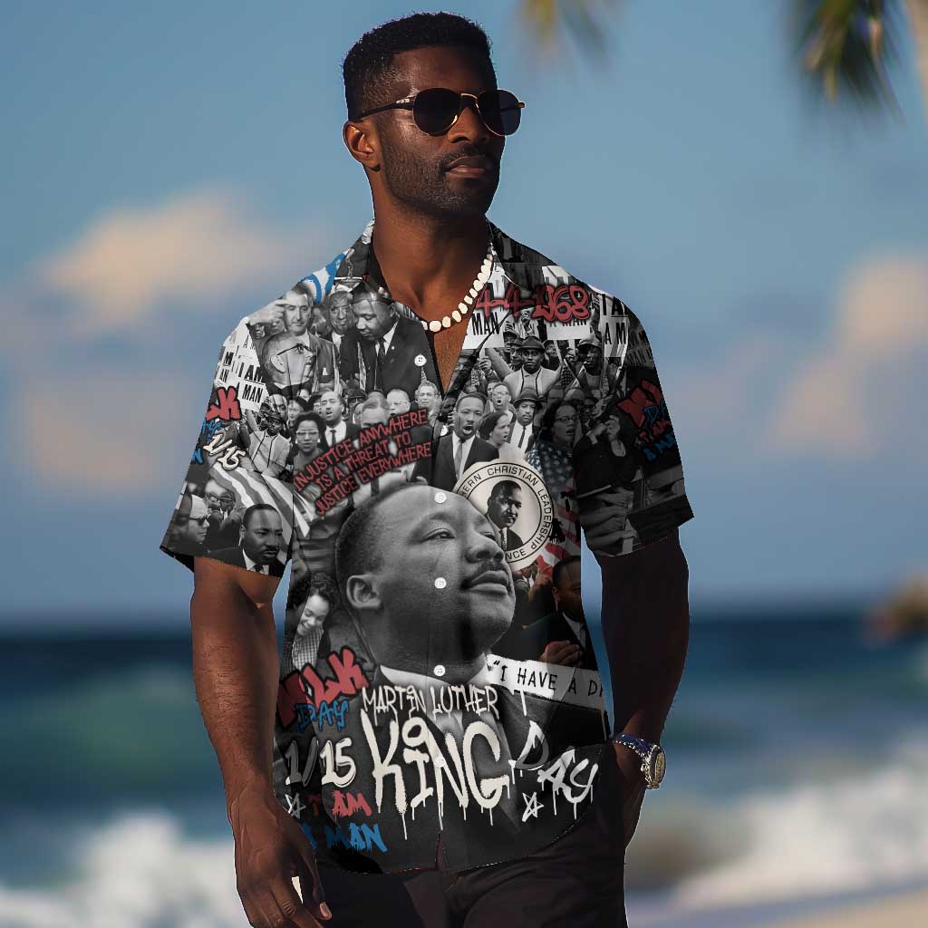Martin Luther King Day Afro Hawaiian Shirt Civil Rights Leader - Classic American Street Graffiti - African Pride