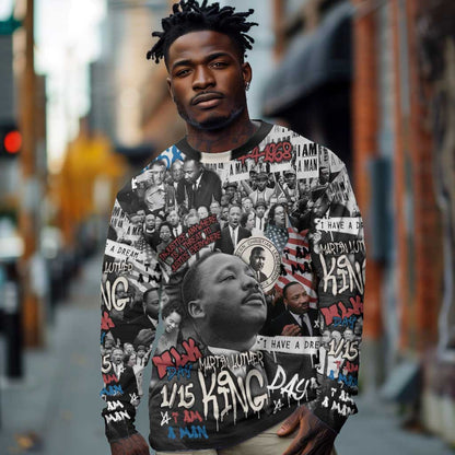 Martin Luther King Day Afro Long Sleeve Shirt Civil Rights Leader - Classic American Street Graffiti - African Pride