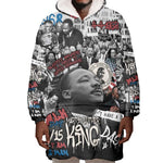 Martin Luther King Day Afro Wearable Blanket Hoodie Civil Rights Leader - Classic American Street Graffiti - African Pride