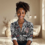 Martin Luther King Day Afro Women Casual Shirt Civil Rights Leader - Classic American Street Graffiti - African Pride