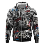 Martin Luther King Day Afro Zip Hoodie Civil Rights Leader - Classic American Street Graffiti - African Pride
