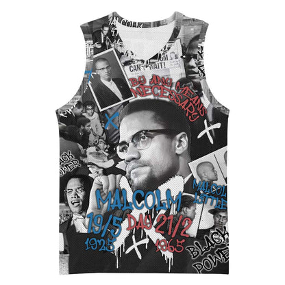 Afro Malcolm X Basketball Jersey Quotes Dates and Black History Activist Theme TS04