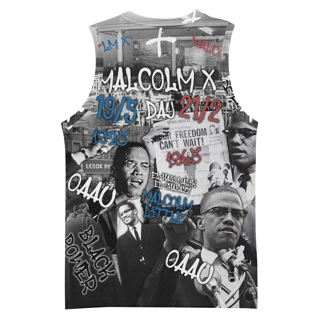 Afro Malcolm X Basketball Jersey Quotes Dates and Black History Activist Theme TS04