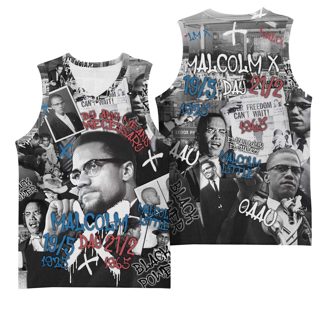 Afro Malcolm X Basketball Jersey Quotes Dates and Black History Activist Theme TS04