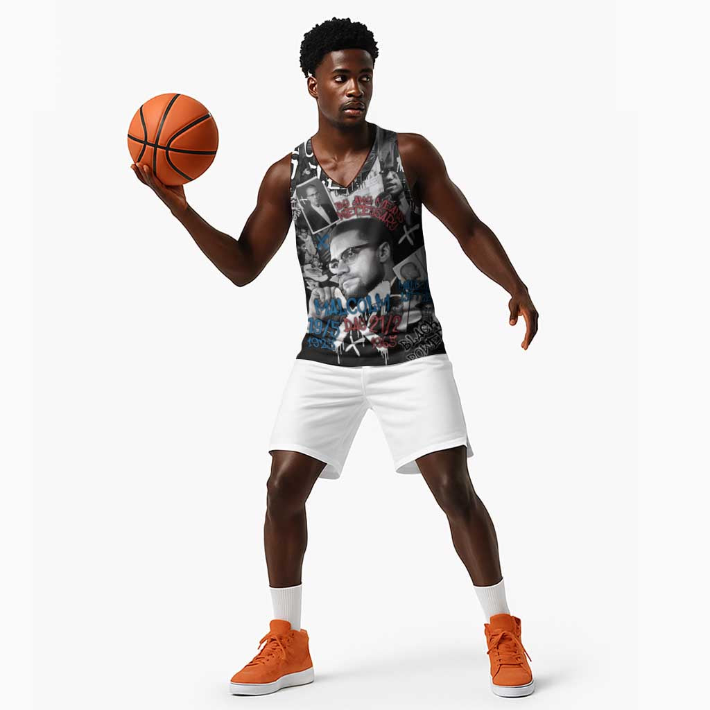 Afro Malcolm X Basketball Jersey Quotes Dates and Black History Activist Theme TS04