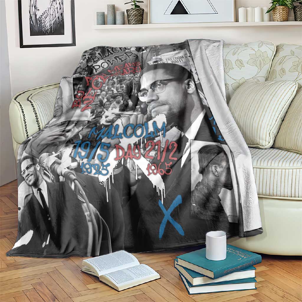 Afro Malcolm X Blanket Quotes Dates and Black History Activist Theme - African Pride