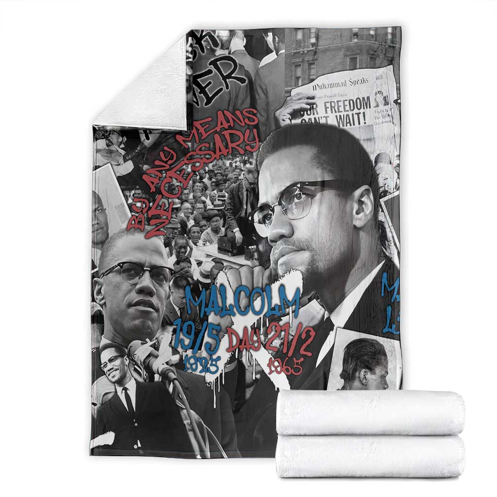 Afro Malcolm X Blanket Quotes Dates and Black History Activist Theme - African Pride