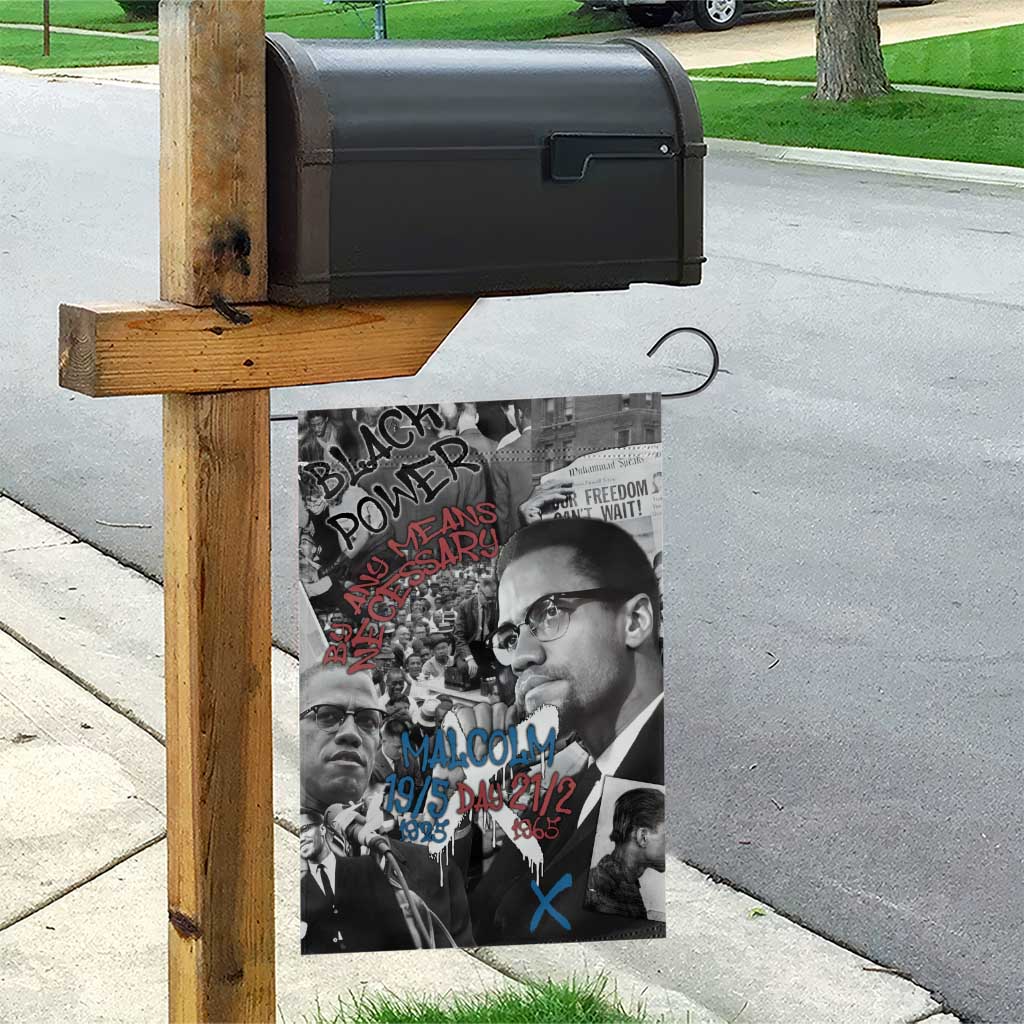 Afro Malcolm X Garden Flag Quotes Dates and Black History Activist Theme - African Pride