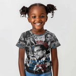 Afro Malcolm X Kid T shirt Quotes Dates and Black History Activist Theme - African Pride
