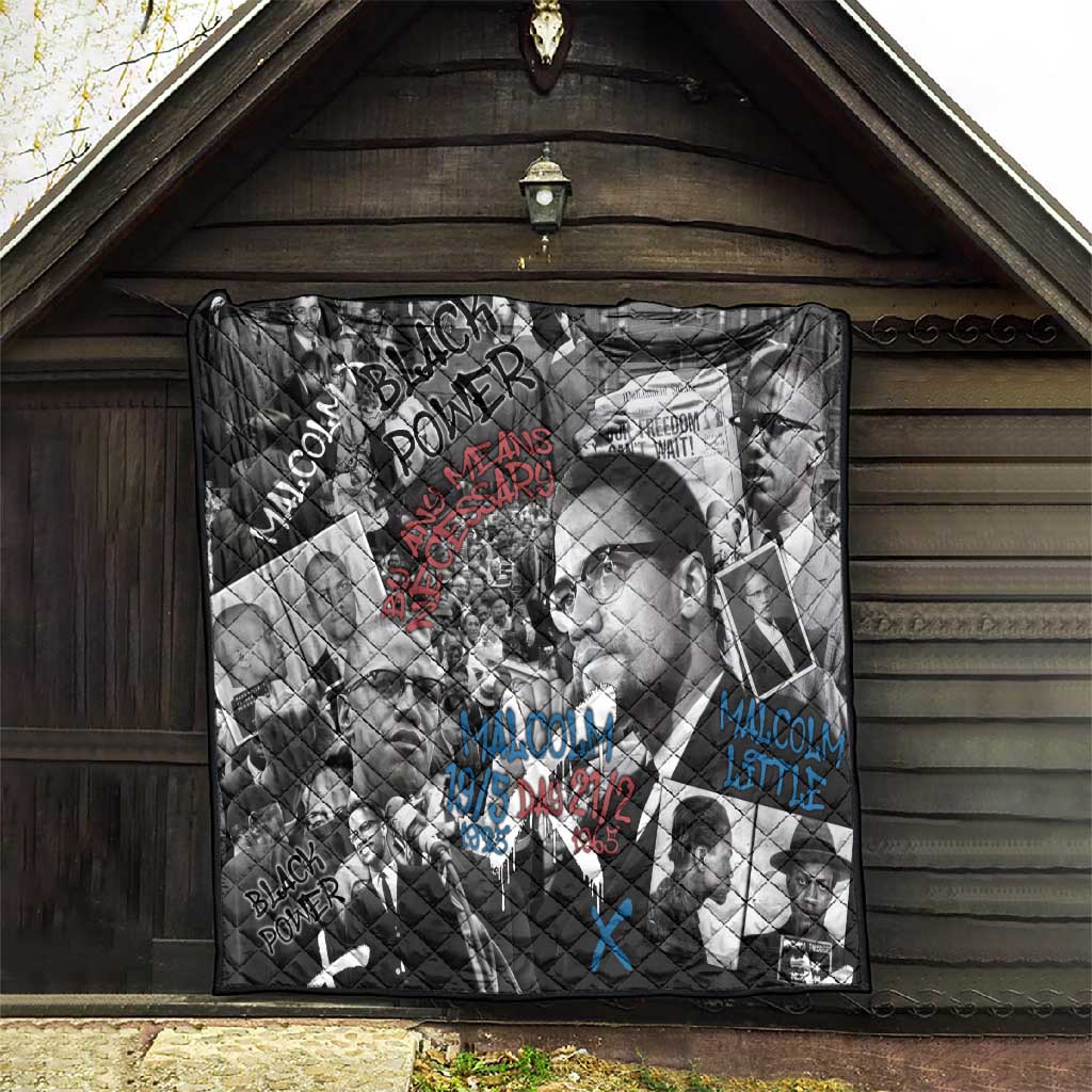 Afro Malcolm X Quilt Quotes Dates and Black History Activist Theme - African Pride