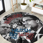 Afro Malcolm X Round Carpet Quotes Dates and Black History Activist Theme - African Pride