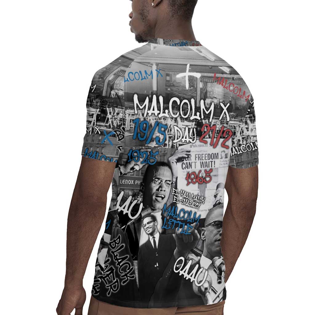 Afro Malcolm X Rugby Jersey Quotes Dates and Black History Activist Theme - African Pride